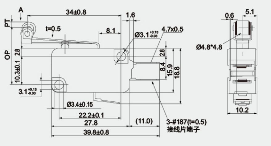结构尺寸图 - V-166-1C25